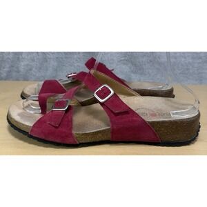 Haflinger Slide Cork Sandal Leather Comfort Strappy Buckle Womens EU 41 US 10